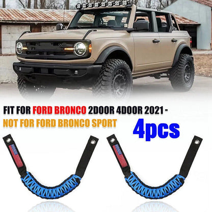 4 x Blue Roll Bar Grab Handle Grip for 2021-2022 Ford Bronco US Flag