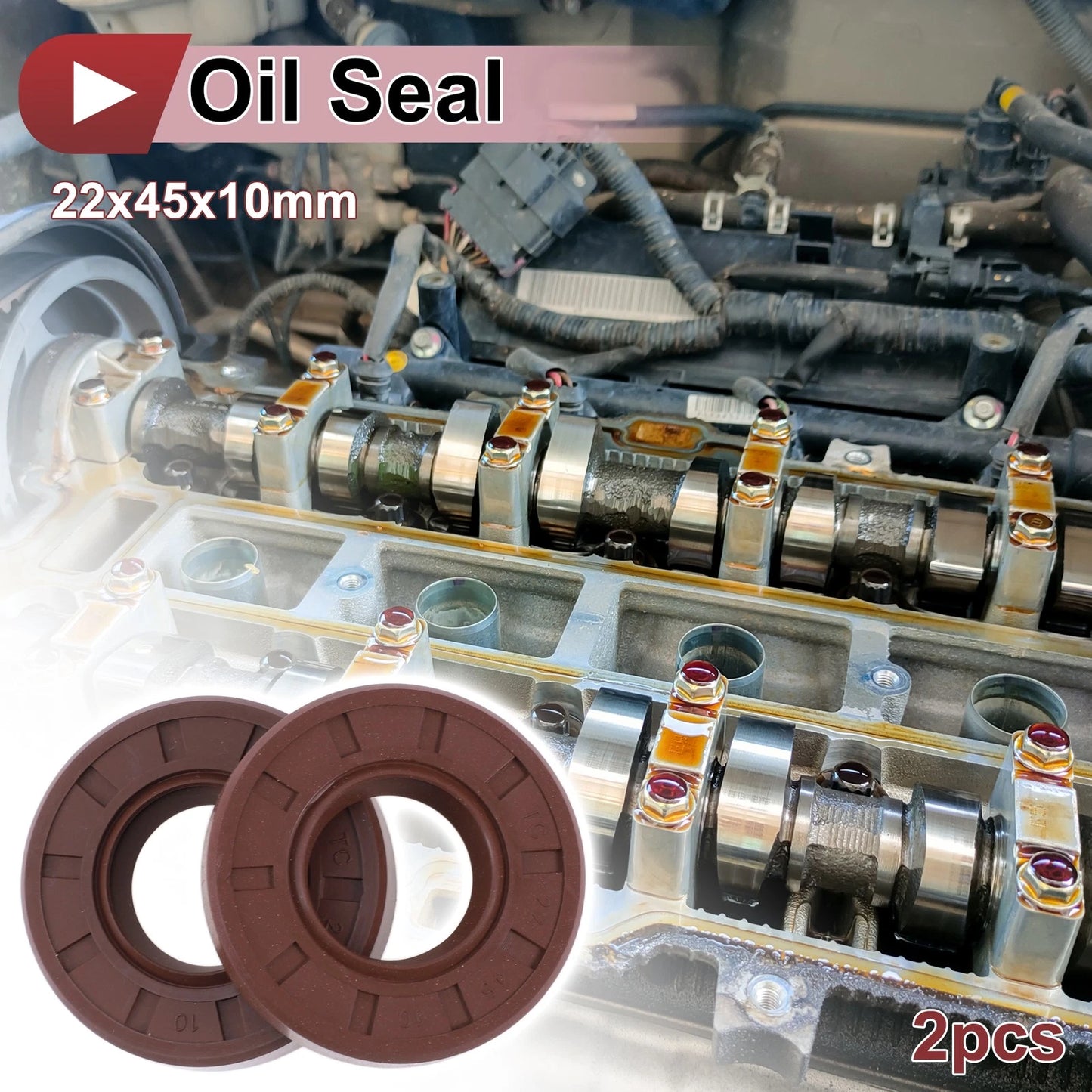 Oil Seal 22x45x10mm FKM Rubber Brown 2 x for Make Model