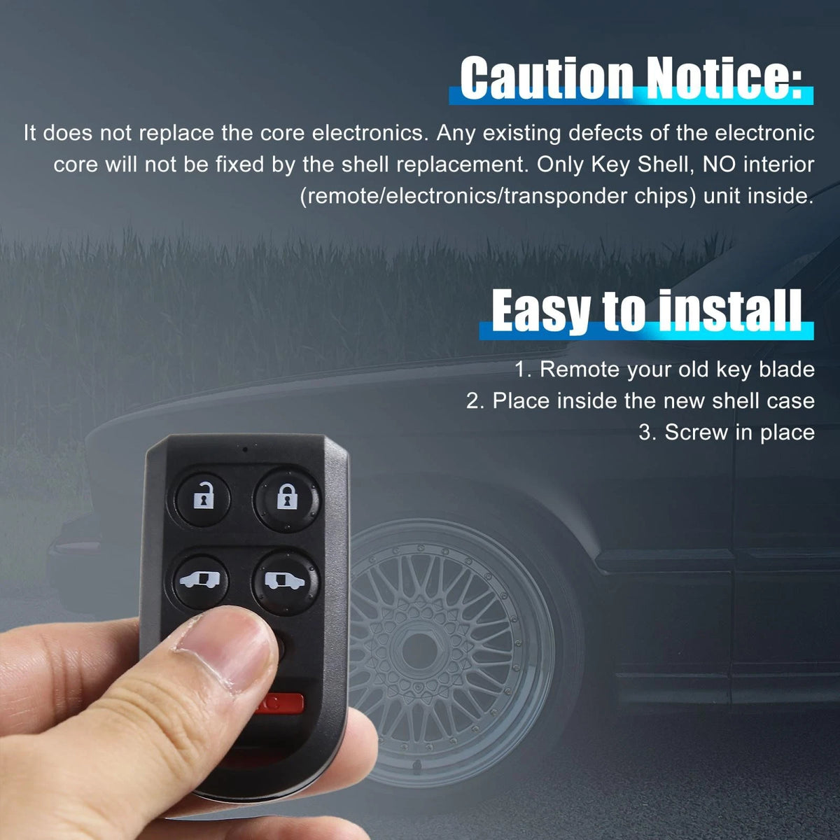 Car Key Fob Shell Case for Honda Odyssey 2005-2010 - 6 Button Key Cover