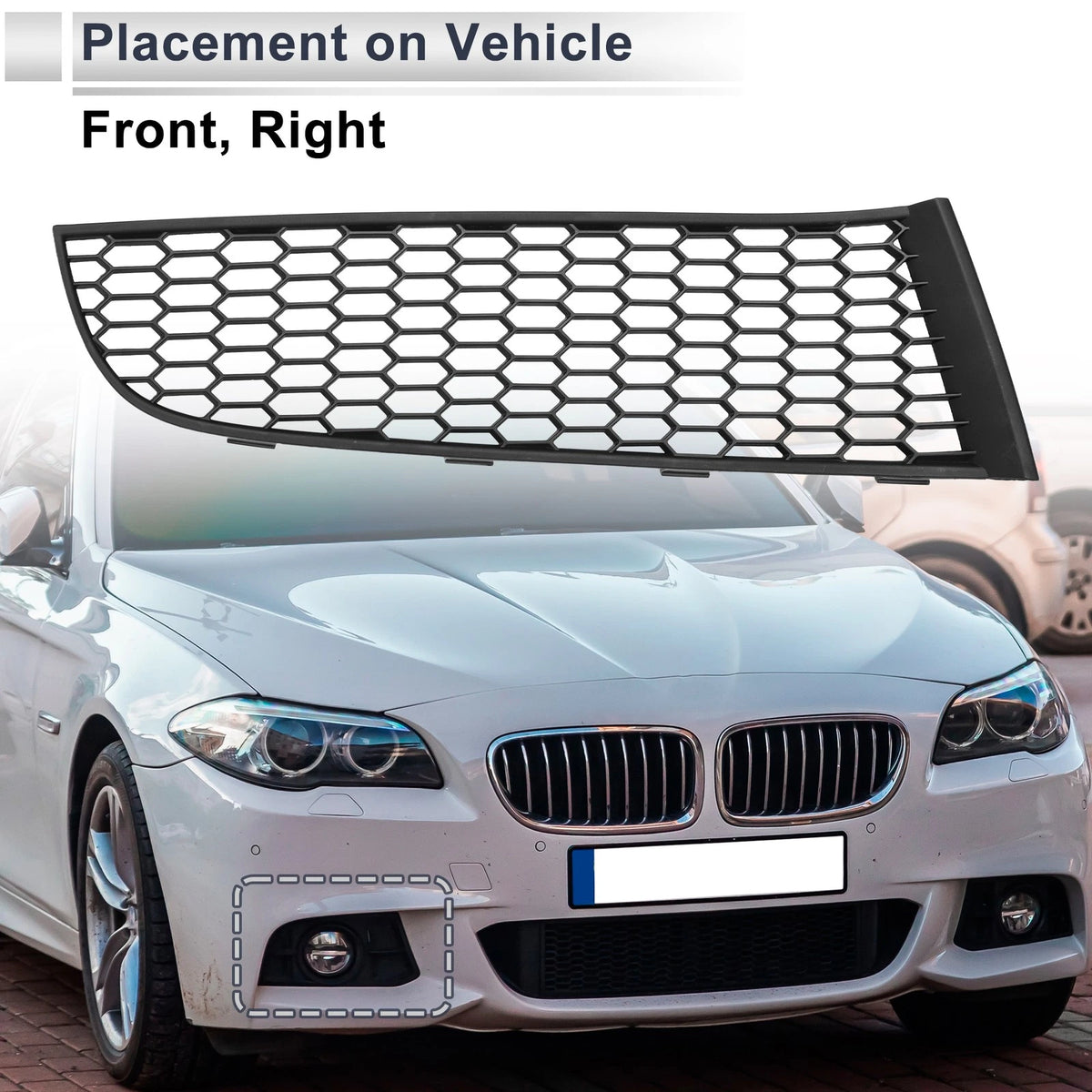 Right Front Fog Light Grill for BMW 740i (2011-2015) - 1 x Black Cover