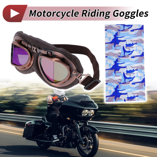 Motorcycle Riding Goggles Multicolour Lens Brown Frame Cycling Sunglasses