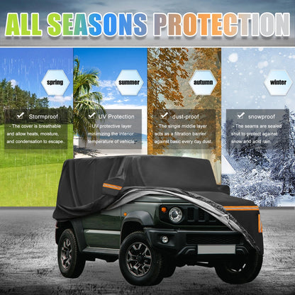Car Cover Set for Suzuki Jimny Outdoor Waterproof Sun Rain Protection
