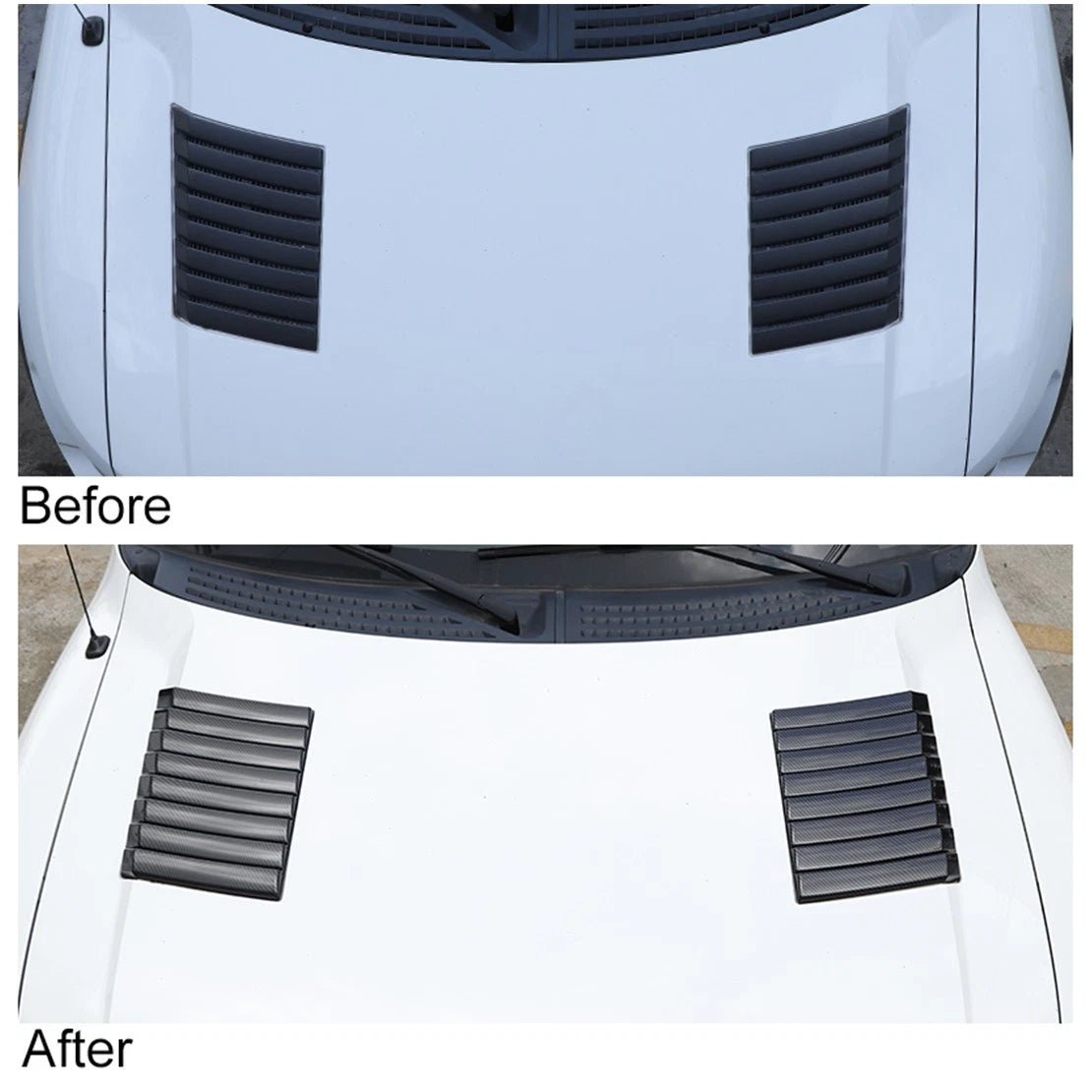 2 x Carbon Fiber Style Bonnet Air Outlet Covers for Ford F150 (2015-2023)
