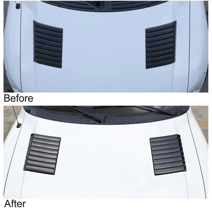 2 x Carbon Fiber Style Bonnet Air Outlet Covers for Ford F150 (2015-2023)