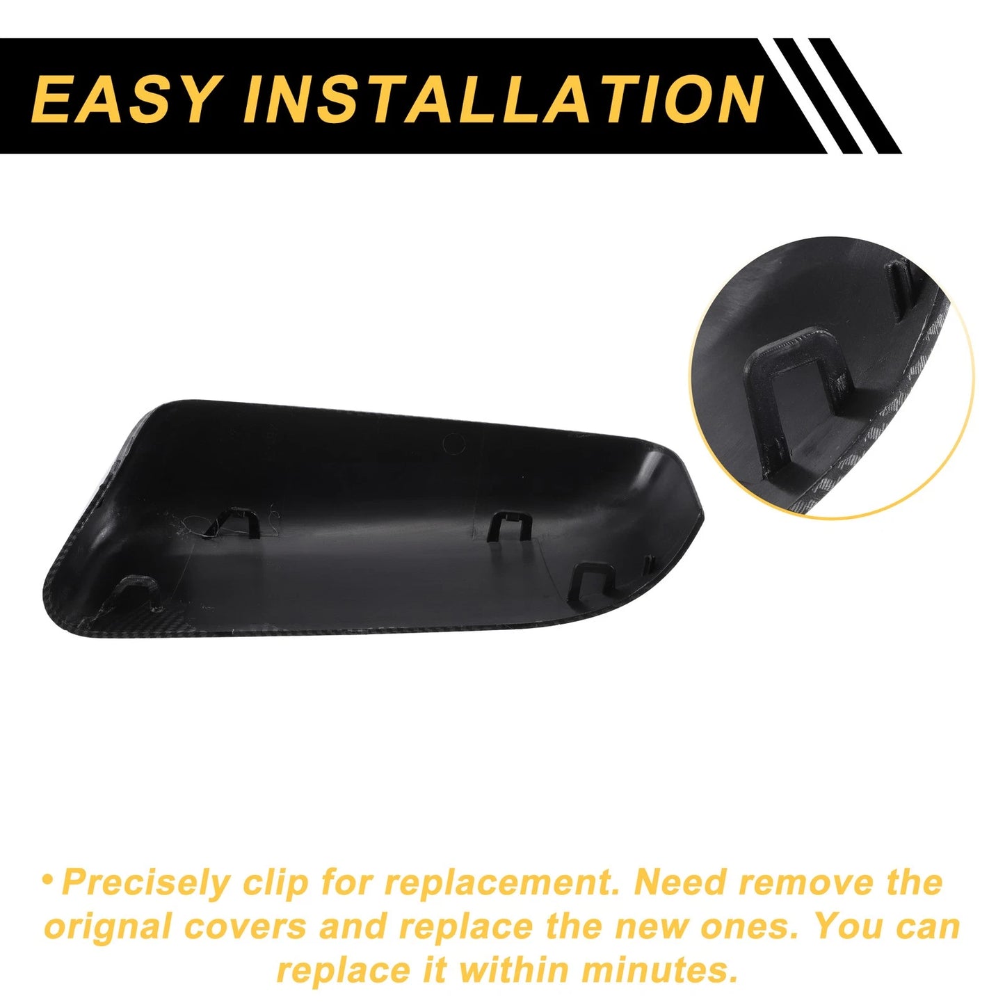 Left Right Rearview Mirror Cover Caps Black Carbon Fiber for Ford F-150