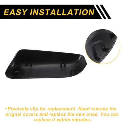 Left Right Rearview Mirror Cover Caps Black Carbon Fiber for Ford F-150