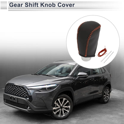 Gear Shift Knob Cover for Toyota Corolla 2009-2013 Black Brown Faux Leather