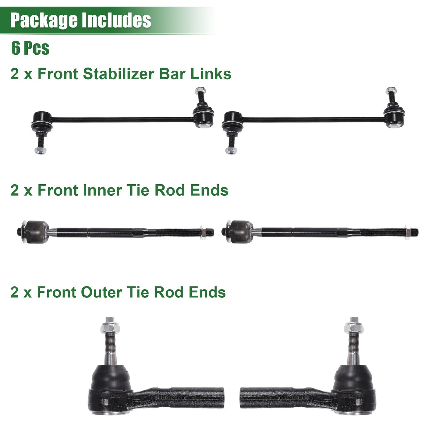 6pcs Front Suspension Kit Tie Rod Ends for Dodge Caliber (2007-2012)