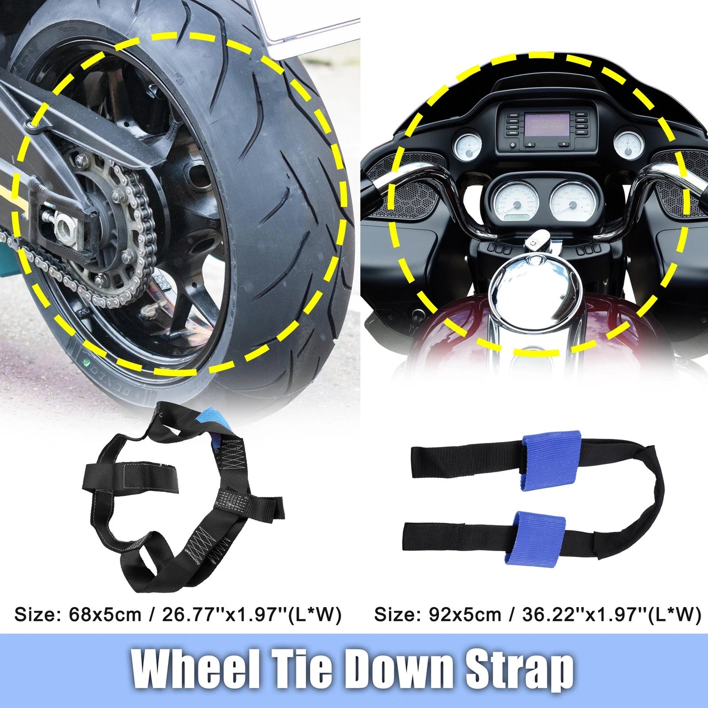 1x Set Front Rear Wheel Transport Tie Down Strap for Motorcycle