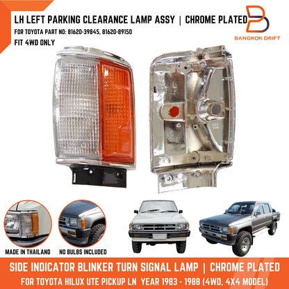 Left Side Repeater Light Lamp Chrome Rim for Toyota Hilux LN60 LN65 (2015-2020)