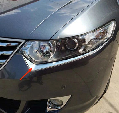Chrome Front Headlight Eyebrow Cover Trim for Acura TSX CU2 Sedan (2009-2014)