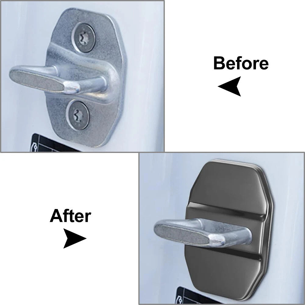 4 x Black Car Door Lock Protective Covers for BMW F40 F45 G20, Benz C-Class, Maserati