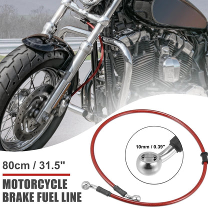 Braided Brake Hoses / 80cm 31.5in 10mm / Red for Motorcycle ATV