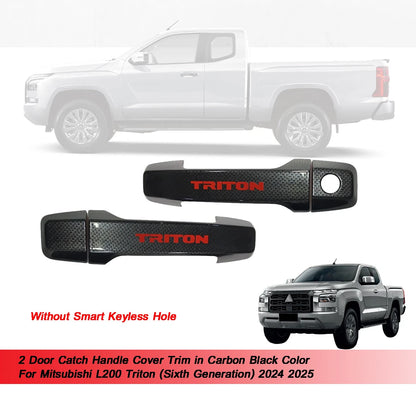 2 x Door Catch Handle Cover Trim Carbon for Mitsubishi L200 Triton (2024-2025)