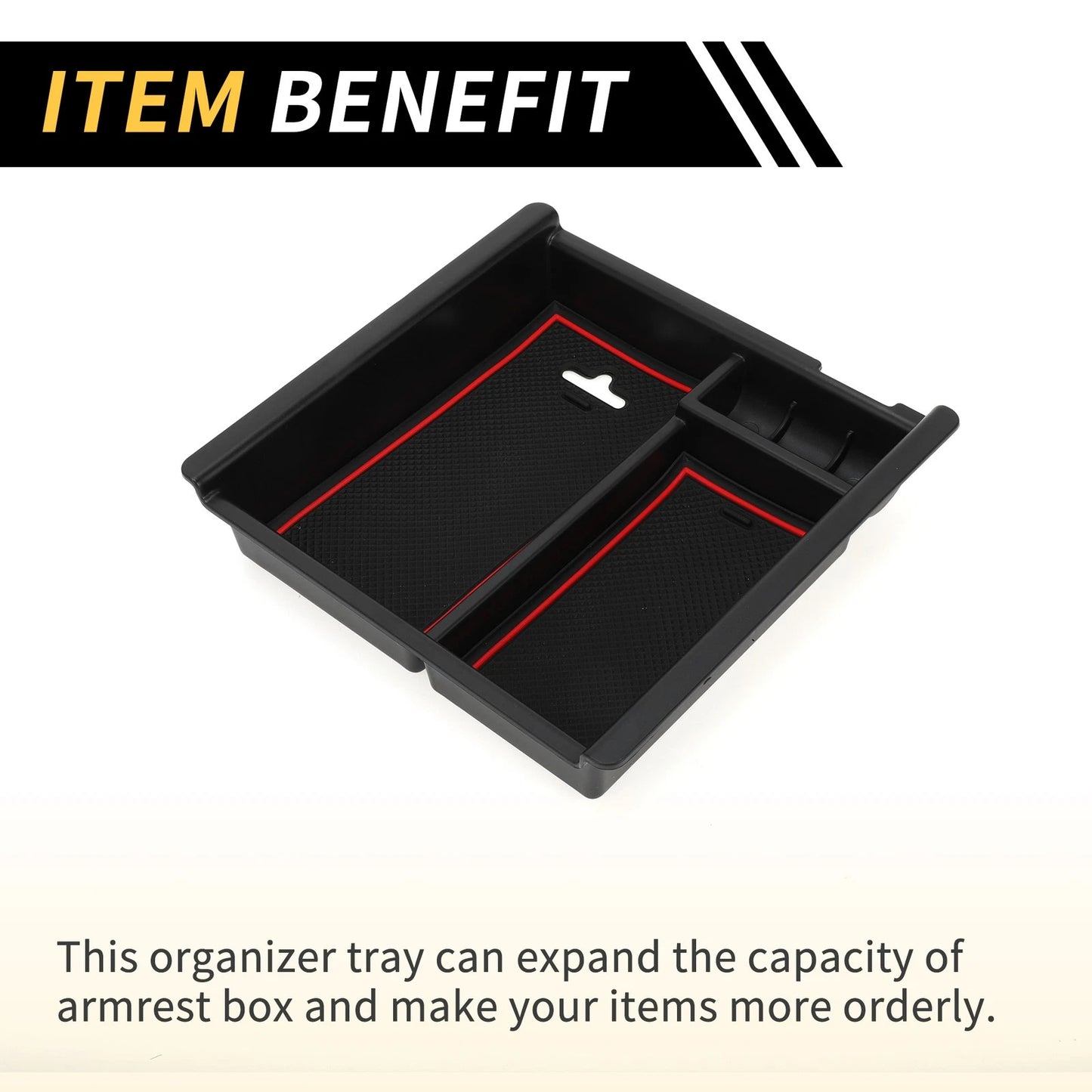 Center Console Organizer Insert Tray for Toyota Tacoma (2016-2021) Black Red