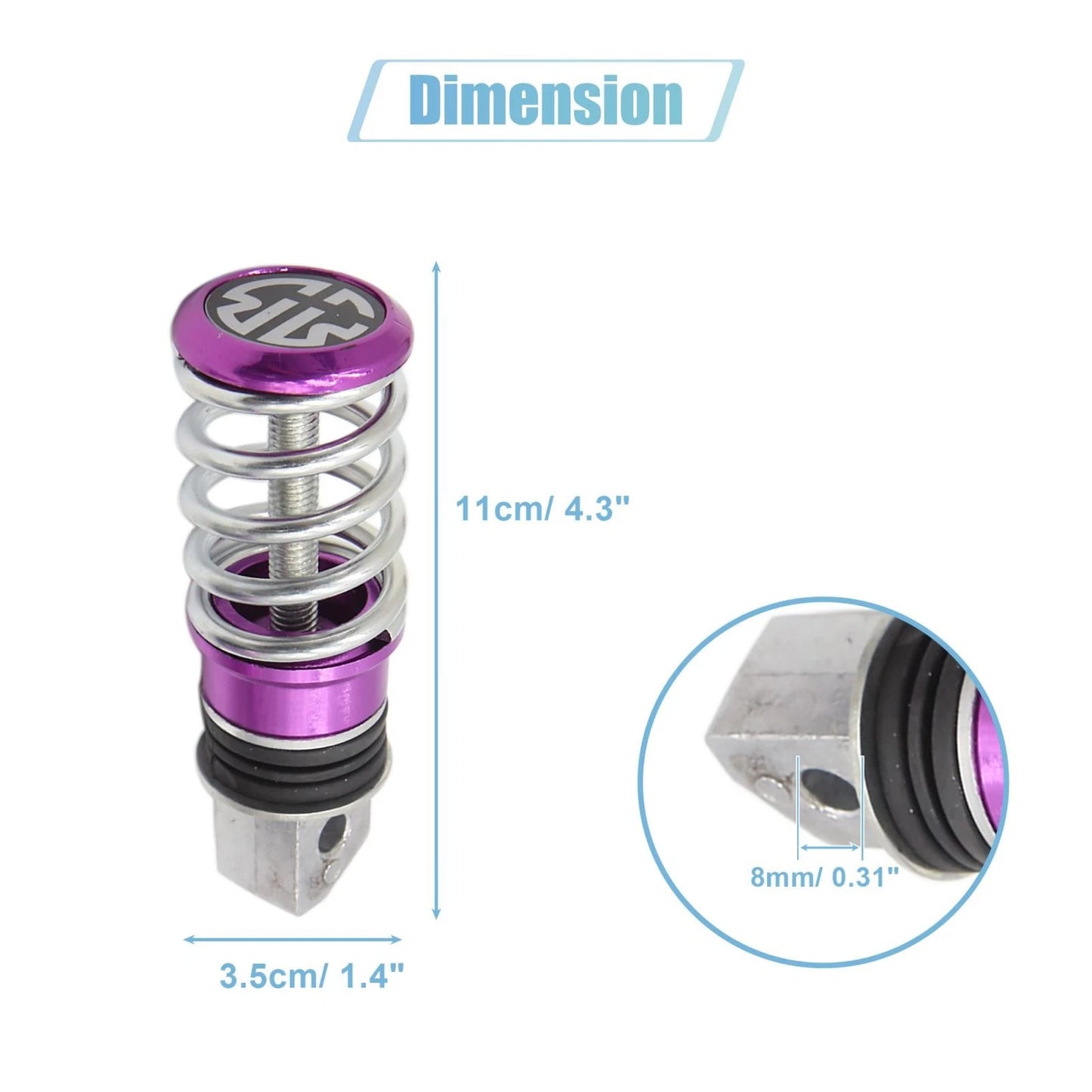 Pair / 8mm Aluminum Rearsets for Aolly Motorcycle Footpeg Purple