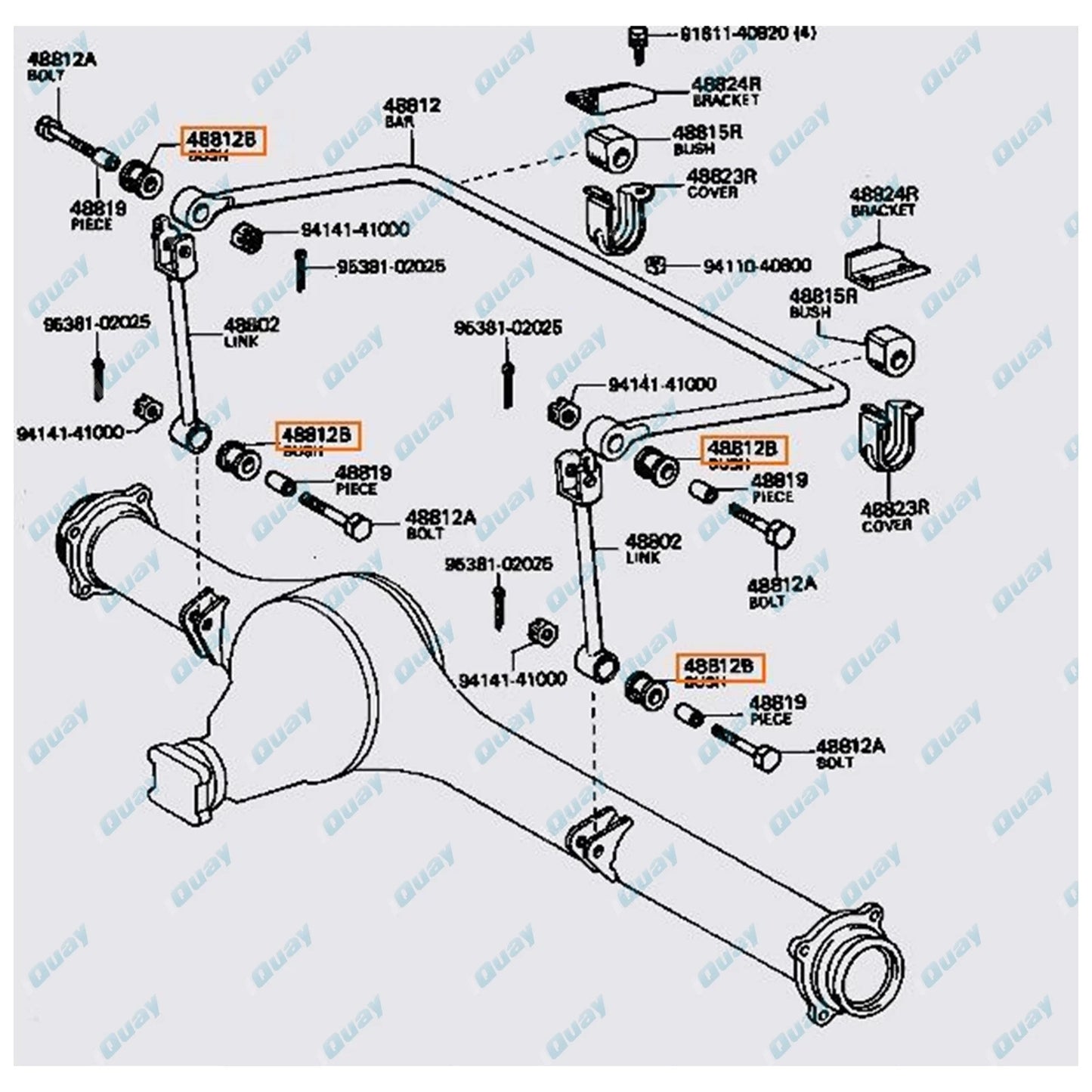 Rear Sway Bar Link Bush Kit for Landcruiser FZJ78 FZJ79 HZJ78 HZJ79 (1990-2007)