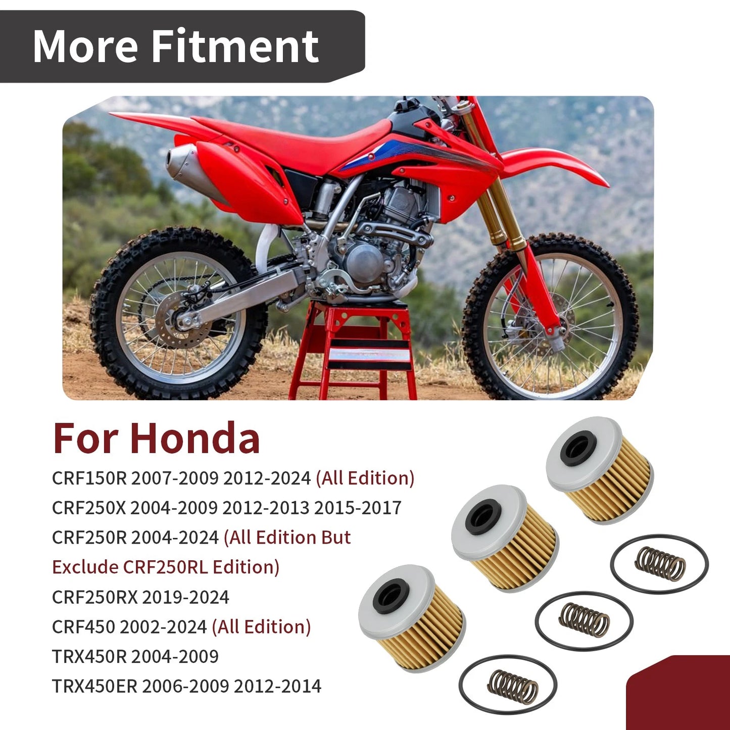3 x Oil Filter for Honda CRF (2007–2023)