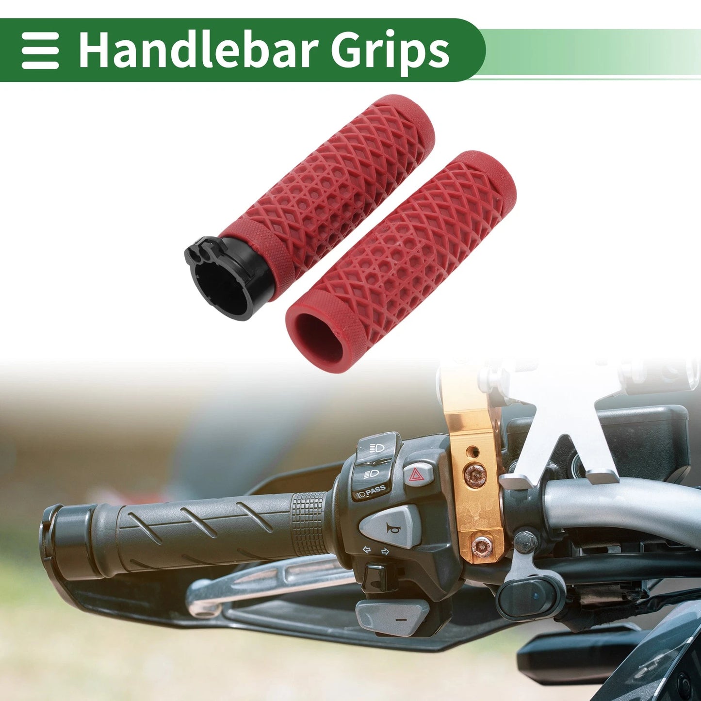 25mm Hand Grips Cover for Motorcycle Handlebar TPU Dark Red