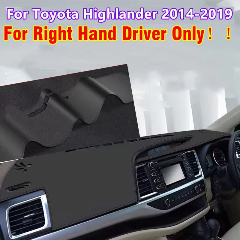 RHD Leather Dashboard Cover Protector Mat Pad for Toyota Highlander (2014–2019)