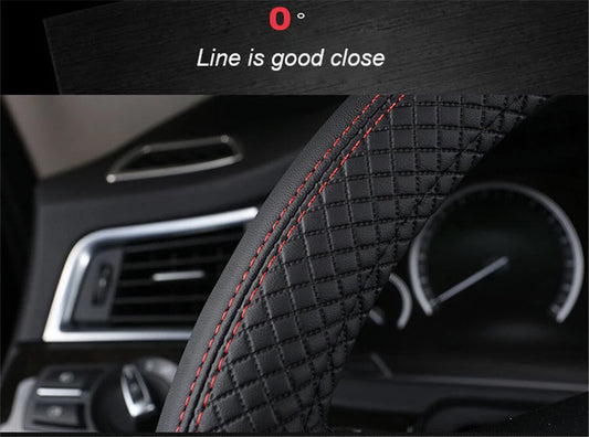 1x PU Leather 15" Steering Wheel Cover for Car - Breathable Anti-slip (AU)