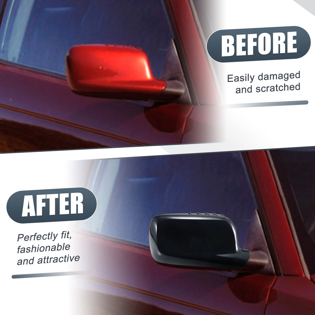 Right Side Mirror Cover Cap Gloss Black for BMW 3 Series, 7 Series (2000-2006)