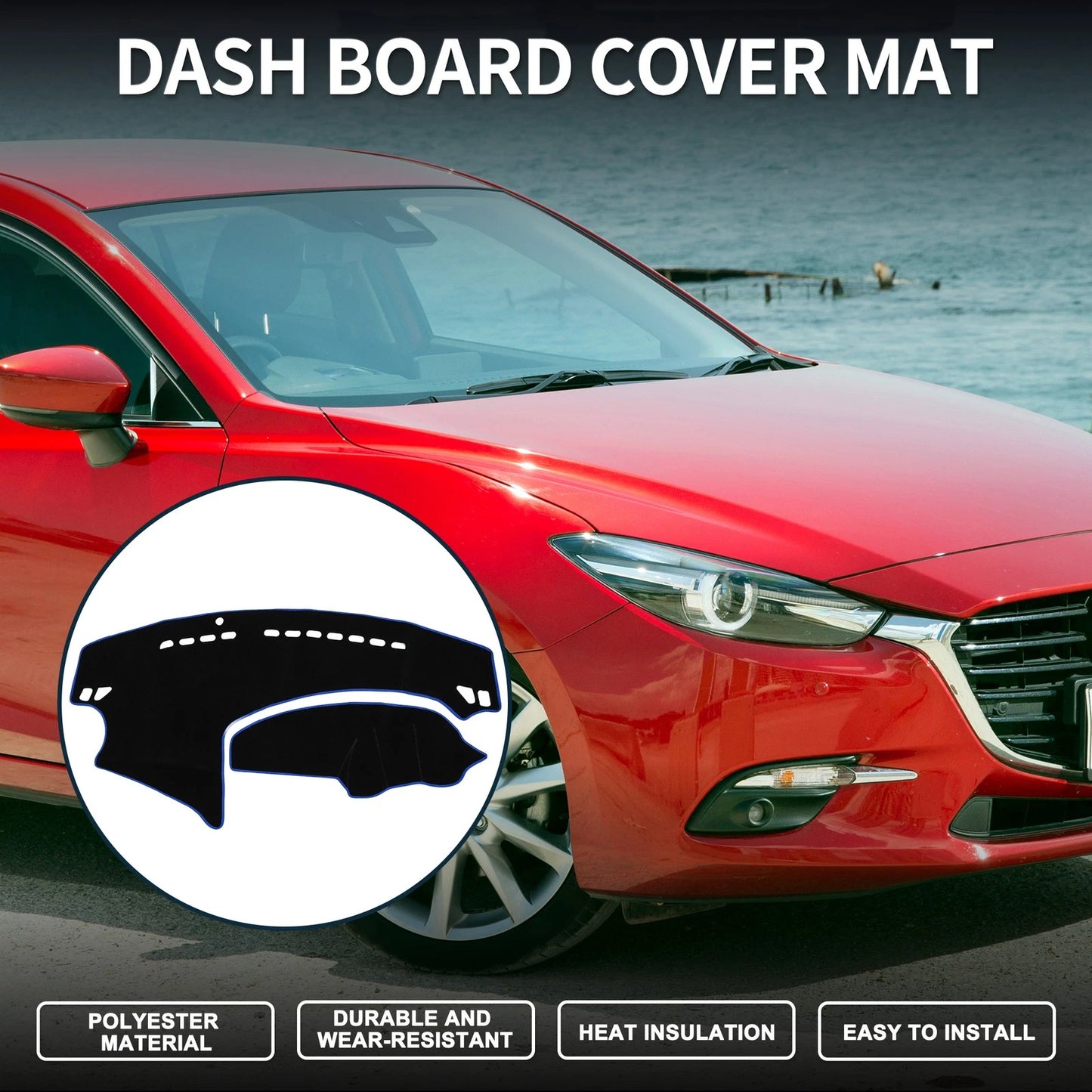 Dashboard Cover Mat for Mazda 3 Axela (2009-2013) Sun Protector Black Blue
