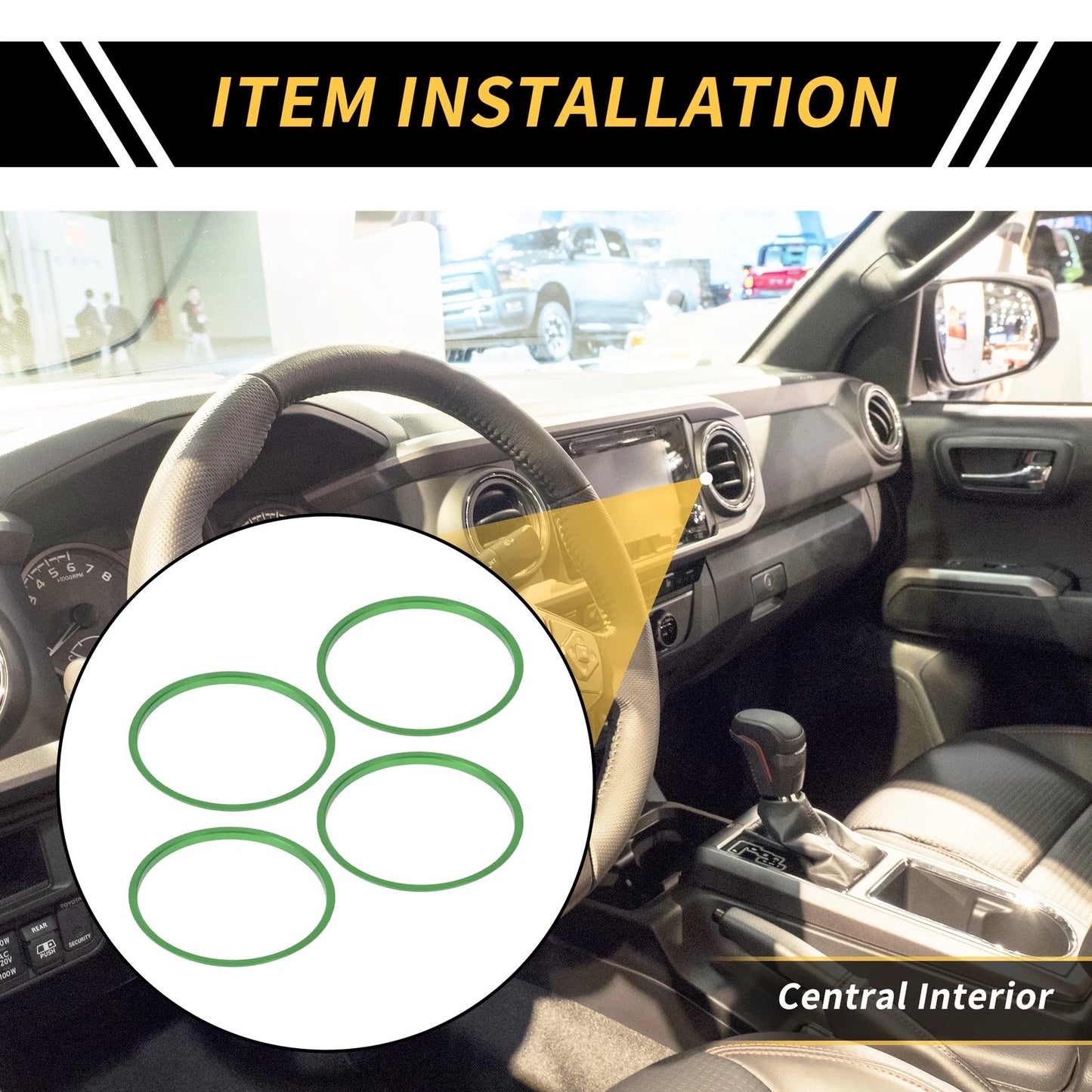 AC Vent Dashboard Decoration Rings 4 x Green for Toyota Tacoma (2016-2021)