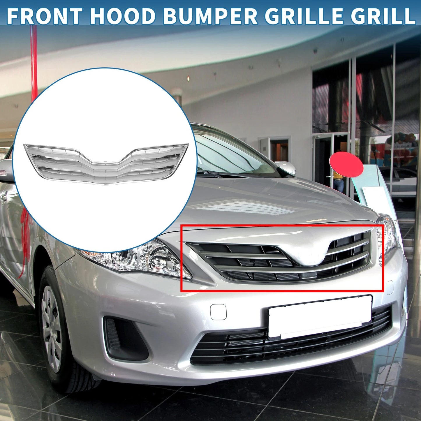Front Bonnet Bumper Grille for Toyota Camry (2010) - Chrome Silver Tone