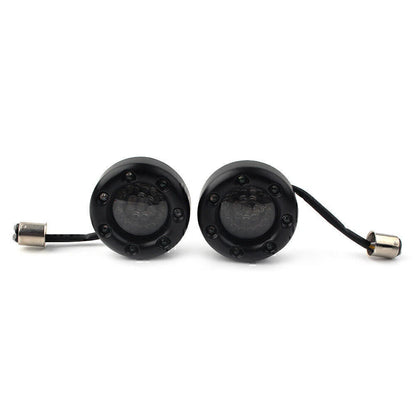 Red LED Turn Signal Lights with Gloss Black Trim Ring for Harley Sportster