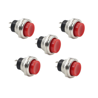 5 x 16mm Red Round Cap Push Button Switch for AC 125V 3A