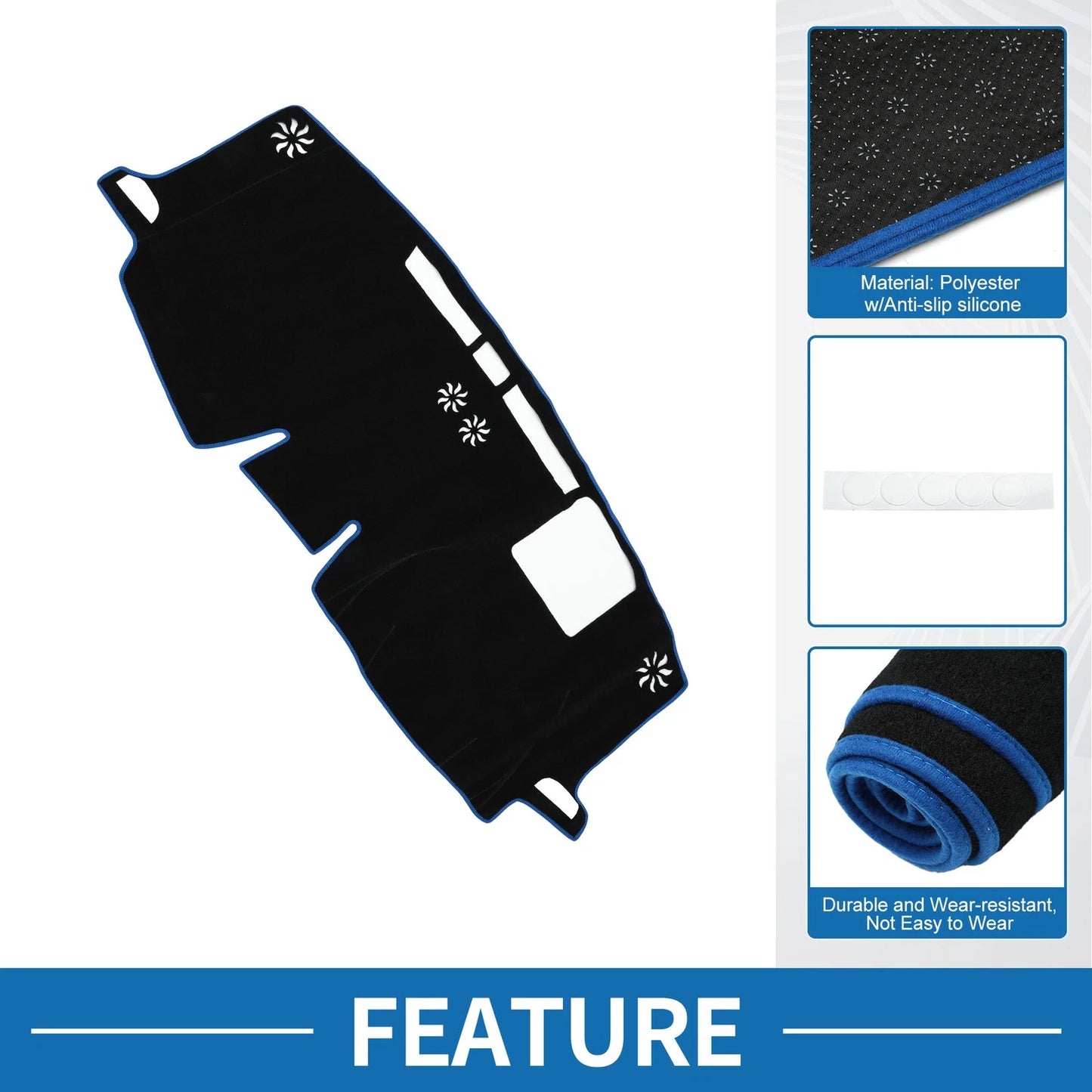 Dashboard Cover Mat for Toyota Sienna (2011-2023) - Sun Protector Black Blue