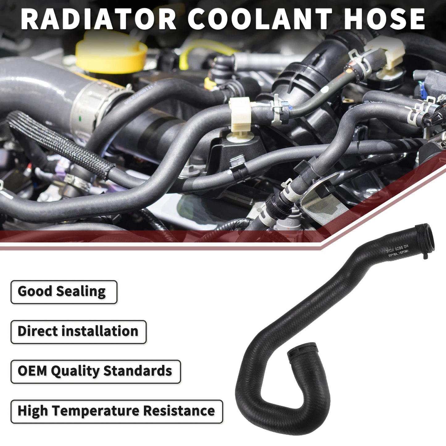 Radiator Coolant Hose for Ford C-Max 1.8 2.0 2004-2010 (3M5H8286DH) - Black