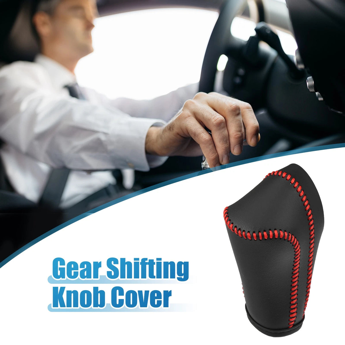 Gear Shift Lever Cover for Honda CR-V 2008-2014 Black Red Stitches