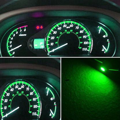 10 x Green T3 Neo Wedge 1-SMD LED Dash & Climate Light Bulbs