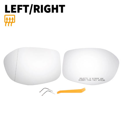 Left Right White Mirror Glass Pair w/ Back Heated for Honda Odyssey (2014-2017)