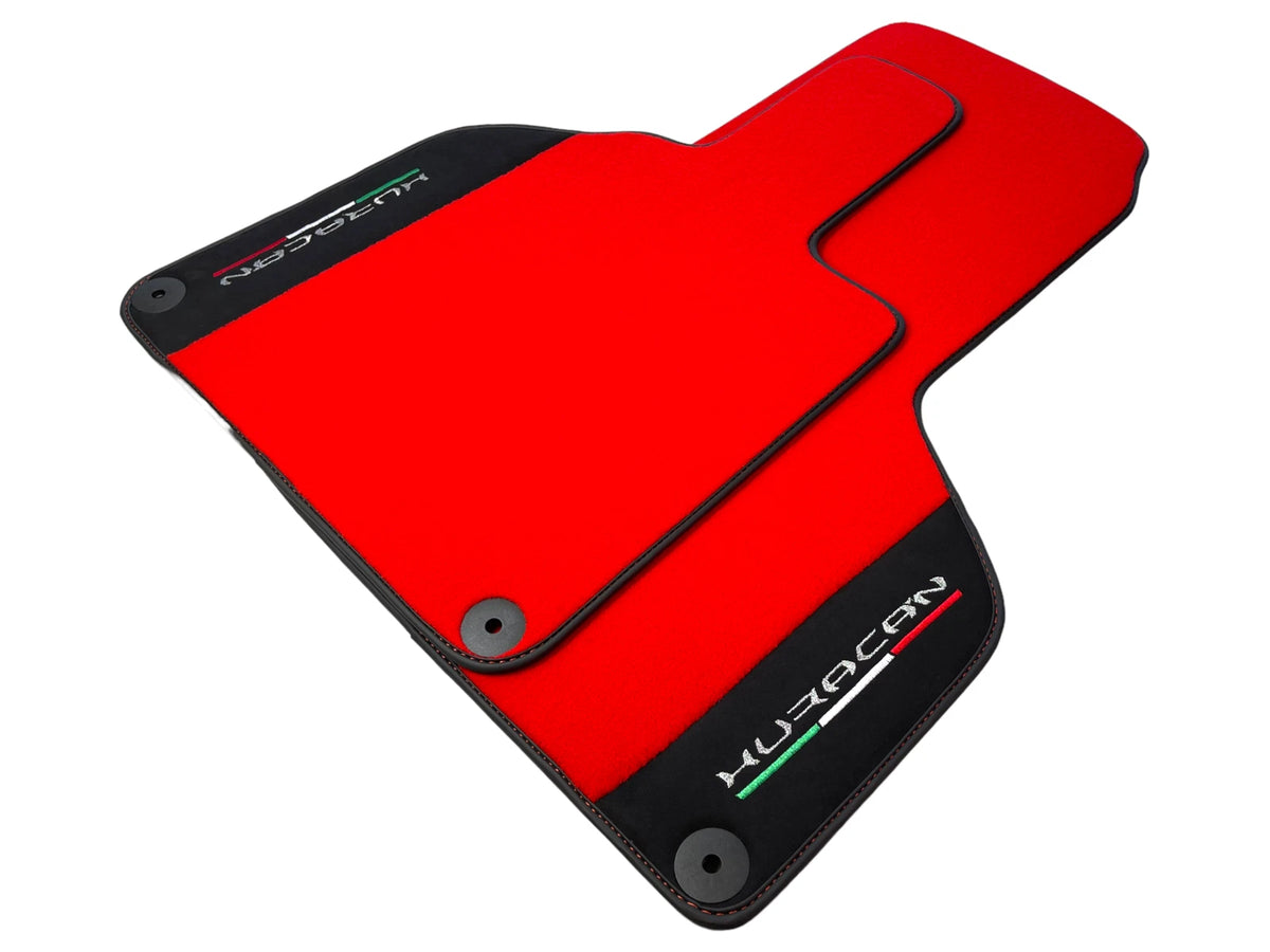 Red Floor Mats for Lamborghini Huracan with Alcantara Leather (2014-2023)