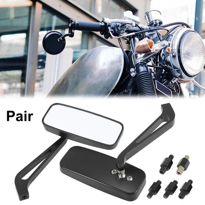 Pair 4.5x1.7 Motorcycle Rearview Mirrors Bar End Side Clear Mirror Black