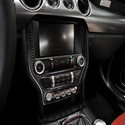 Carbon Fiber Central Console CD Panel Cover Trim for Ford Mustang (2015-2019)