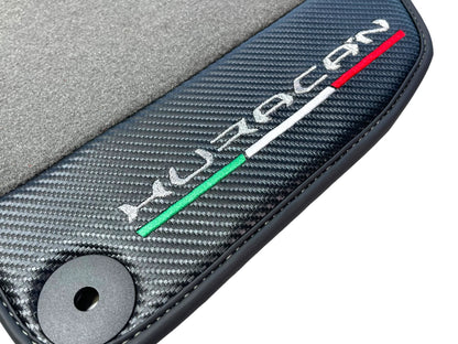 Gray Floor Mats for Lamborghini Huracan (2014-2023) - Carbon Fiber Leather