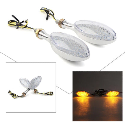 2 x Universal Motorcycle Chrome LED Turn Signal Indicators for Make & Model