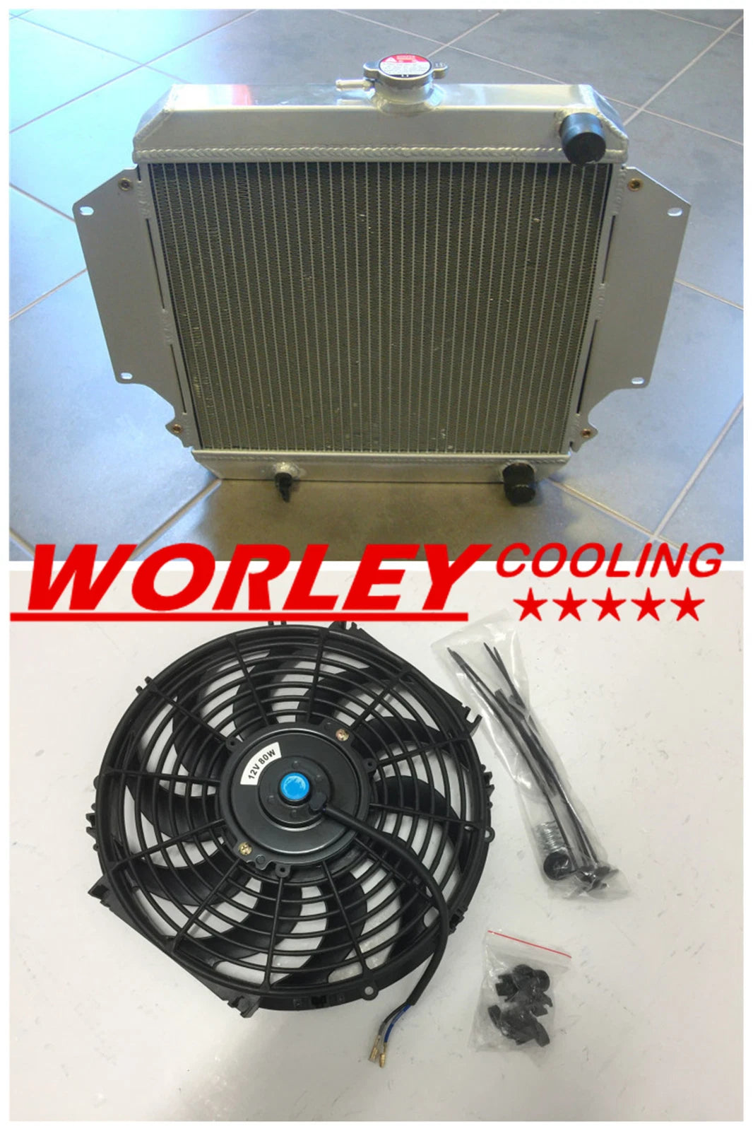 Aluminum Radiator for Suzuki Sierra 1.3L SJ410/SJ413 (1981-1998) + 12" Fan