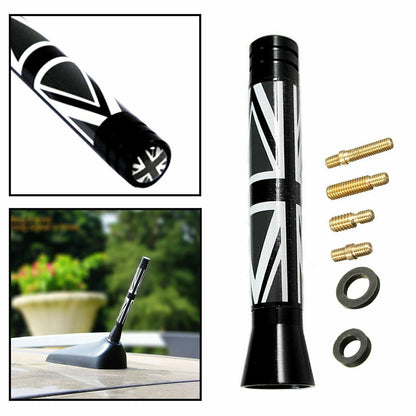 3" Short Antenna for MINI Cooper Union Jack Flag Style BLACK