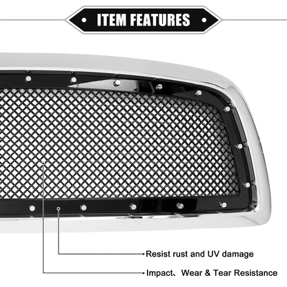 Front Grille Assembly Rivet for Dodge Ram Chrome Gloss Black