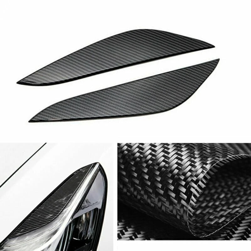 2 x Black Carbon Fiber Fog Light Trim Eyelids for Tesla Model 3 (2017-2024)