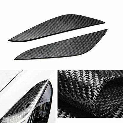 2 x Black Carbon Fiber Fog Light Trim Eyelids for Tesla Model 3 (2017-2024)