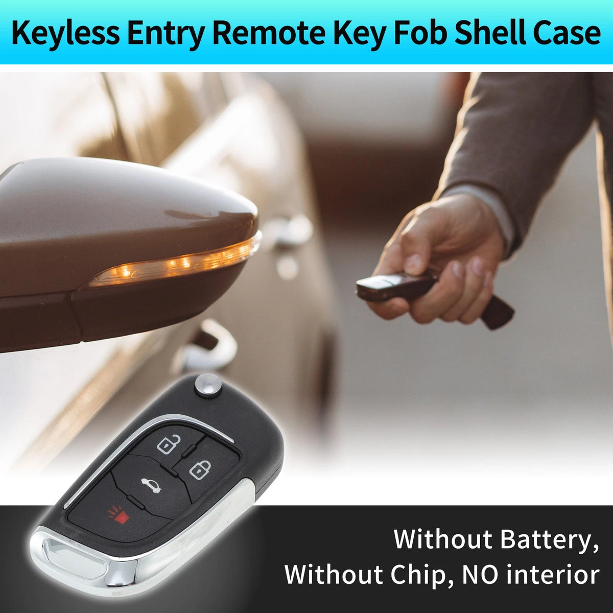 4 Buttons Key Fob Shell Case Keyless for Chevrolet Camaro Equinox (2010–2019)