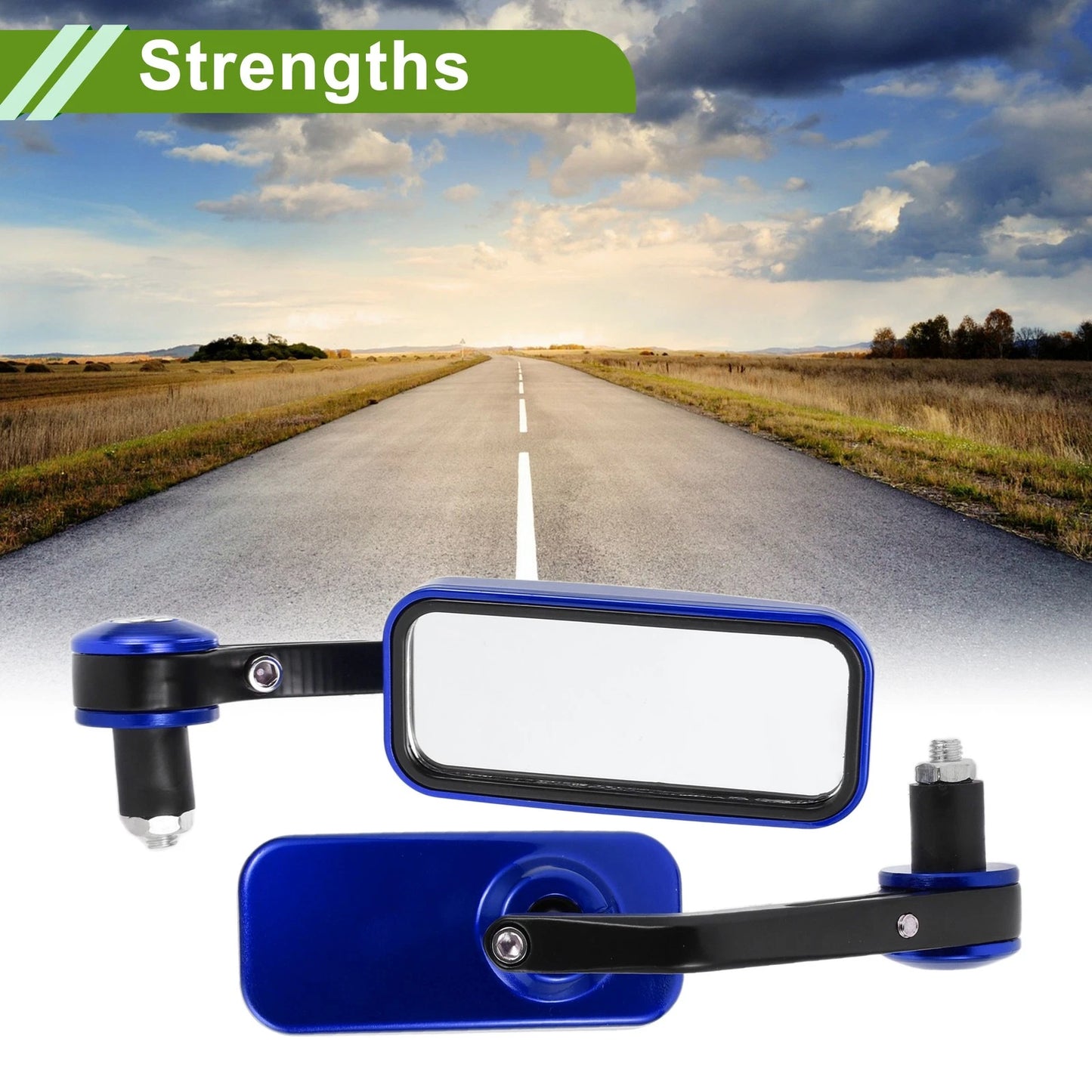 1 Set / Rear View Mirrors Square Shape Black Blue Aluminum Plastic / for M8 Motorcycle