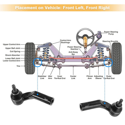 8pcs Front Outer Tie Rod Ends for Mazda 3 (2004-2009)