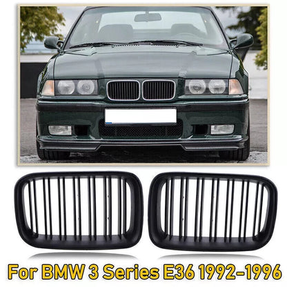 Front Matte Black Kidney Sport Hood Grille for BMW E36 318i 325i (1992-1996)